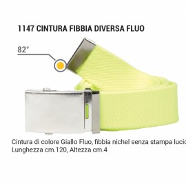 CINTURA FIBBIA DIVERSA FLUORESCENTE GIALLA